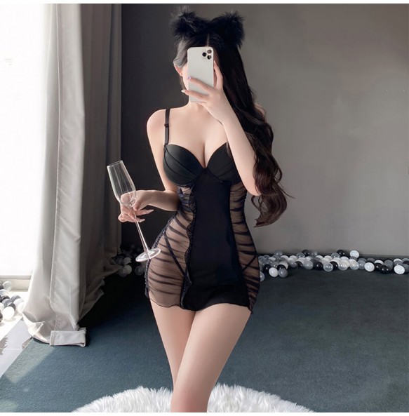 FEE ET MOI - Padded Underwire Shaping Nightdress (Black)
